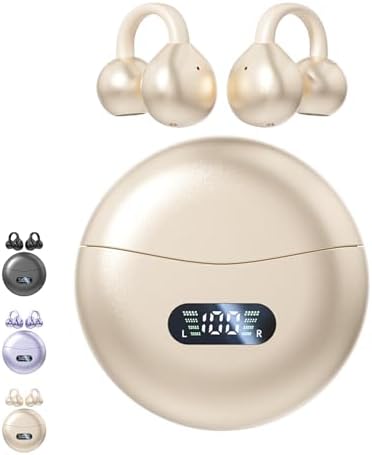 Innovative Clip-On Open Ear Wireless Bluetooth 5.4 Headphones – Perfectly Designed for Small Ears and Glasses Wearers; 60-Hour Battery Life, Superior Noise Cancellation, and Waterproof for Active Lifestyles and Workouts (Vibrant Purple)