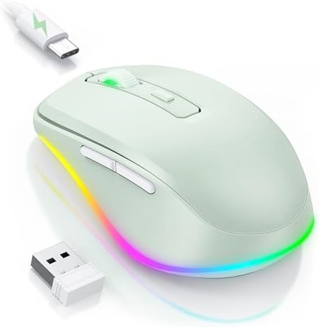 PEIOUS Rechargeable Wireless Mouse with LED – Innovative Jiggler Technology to Keep Your Computer Awake – Sleek Black Design for Optimal Comfort and Productivity