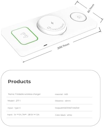 3-in-1 Wireless Charging Station for i Phone, Apple Watch & Air Pods – Fast Charge Capability for i Phone 15/14/13/12 Pro/Max/Mini/Plus, Compatible with Apple Watch 8/7/6/SE/5/4/3/2 & Air Pods 3/2/Pro – Sleek Black Design with Adapter for Effortless Device Management