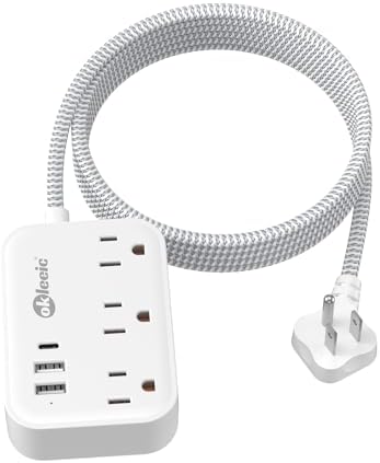 Compact PD 20 W USB C Travel Power Strip with Flat Plug Design, 3 AC Outlets & 3 USB Ports for Rapid Charging – Ideal Cruise Ship Essential & Versatile Charging Station for i Pad Pro, i Phone, Samsung Devices – 3 FT Short Extension Cord for Convenient Use