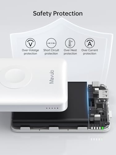 Magnetic 2-in-1 Wireless Portable Charger for Apple Watch & i Phone – 12000 m Ah Fast Charging Power Bank with 20 W Output for i Phone 16/15/14/13/12 & All Apple Watch Series – Compact Travel Essential in Pink – Charge 4 Devices Simultaneously with Advanced Safety Features