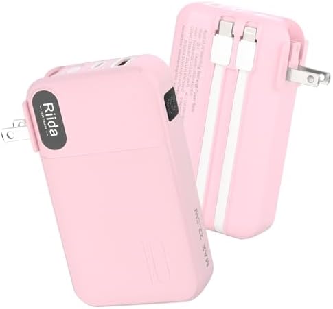 Ultimate Portable Charger with Built-in Cables – 10,000 m Ah Power Bank with AC Wall Plug & 22.5 W Fast Charging for i Phone 16/15/14/13, Samsung Galaxy S24/S23/S22, Google Pixel, LG, and i Pad – Perfect Travel Companion in Sleek White Design for Effortless Charging on the Go