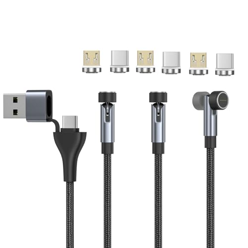 NETDOT 6 in 1 Gen12 Magnetic Phone Charger – 18 W Fast Charging Cable Set, 6.6 ft Length for USB-C, Micro-USB & i-Products, Enhanced Durability & Compatibility, Ideal for Travel & Everyday Use – 3 Pack for Ultimate Convenience