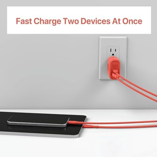 BLACK+DECKER 38 W Dual-Port Fast Charging Wall Adapter – Compact USB-C & Type C Quick Charge Power Supply with Qualcomm QC 3.0 – Perfect for Home, Office & Travel – Versatile PD Charger for Smartphones, Tablets & More