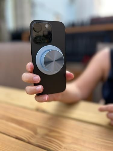 Ultimate Sleek Gray Magnetic Phone Grip & Kickstand – Enhanced One-Handed Use for Mag Safe, i Phone & Samsung Devices with Universal Adapter – Ergonomic Design for Secure Hold & Effortless Hands-Free Viewing