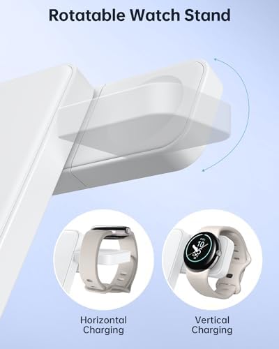 Revolutionary 3-in-1 Foldable Wireless Charger for Google Pixel Devices – Fast Charging Stand for Pixel Watch 3/2, Pixel 9 Pro/XL/9 a/8 Pro/8 a/7 Pro/7 a/6 Pro & Pixel Buds Pro 2 – Compact, Portable Design with Adapter Included – Sleek White Finish for Home or Travel – Ultimate Solution for Efficient Multi-Device Charging