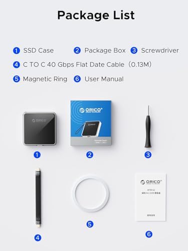 Elevate Your Storage Game with the ORICO Magnetic M.2 NVMe 2230 SSD Enclosure – Ultimate Accessory for i Phone 15/16 Pro Max & Pro Res | 10 Gbps USB-C 3.2 Gen2 Reader with Protective Case & Lanyard | Effortless Mag Safe Compatibility for On-the-Go Data Expansion and Security