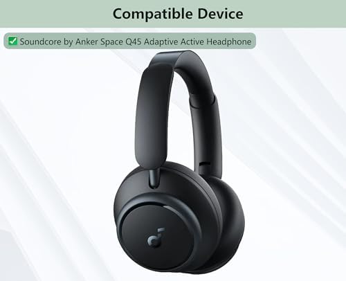 Ultimate Comfort Upgrade: Premium Replacement Earpads & Headband for Anker Space Q45 Bluetooth Over-Ear Headphones – Luxurious Protein Leather & Advanced Memory Foam for Enhanced Sound Isolation and Listening Pleasure