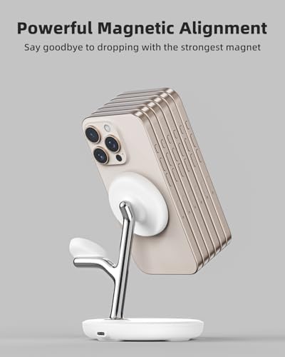TRIBONE 3-in-1 Magnetic Wireless Charger Stand for Apple: Fast Charging Solution for i Phone 16/15/14/13/12, Apple Watch, and Air Pods in Unique Panda Color – Streamlined Convenience with Enhanced Compatibility and Effortless Device Alignment