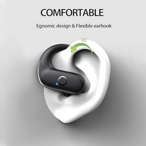 Revolutionary Bluetooth 5.3 Wireless Earbuds – Ultra-Lightweight Noise-Cancelling Headphones with Deep Bass for Sports Enthusiasts – Waterproof Design with Secure Ear Hooks for Running, Biking, and Climbing – Unmatched 60 Hours Playtime in Sleek Black Finish