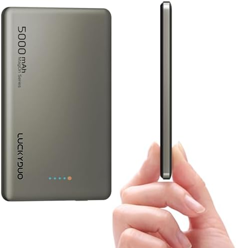 LUCKYDUO Ultra Slim Magnetic Power Bank – 5,000 m Ah Wireless Charger with 20 W Fast Charging for i Phone 16/15/14/13 Series – Compact & Portable Battery Pack for On-the-Go Convenience – USB-C Compatible, Effortless Charging Solution