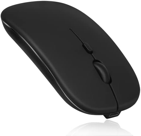 Urban X Wireless Bluetooth Rechargeable Mouse – Ergonomic Onyx Black Design for Dell Inspiron 15 3000/3505, PC, Mac, i Pad Pro, and Android Devices – Silent Click for Effortless Productivity and Comfort