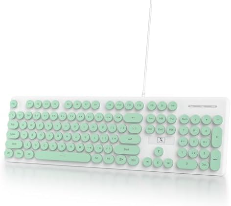 Vibrant Purple Ergonomic Wired Membrane Keyboard – Full-Size 104 Keys with Round Typewriter Keycaps, White LED Backlighting, and Ultra-Quiet Performance for Enhanced Productivity in Any Workspace