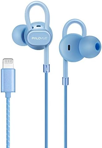 PALOVUE Lightning Earbuds with Microphone – MFi Certified Noise Isolation Headphones for i Phone 14/13/12/11 Pro Max/X/XS Max/XR/8/7 – Vibrant Neo Flow Blue – Superior Sound Quality & Ergonomic Comfort for Everyday Use