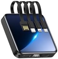 Ultra-Compact 12000 m Ah Fast Charging Power Bank with Built-in Cables – All-in-One Portable Charger for i Phone, Tablets & Samsung Devices, Featuring USB C Input/Output and LED Battery Display for Maximum Efficiency and On-the-Go Convenience
