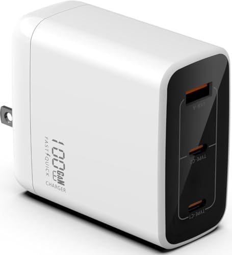 67 W Ga N Dual USB-C & USB-A Charger – Ultra-Compact Power Adapter for Fast Multi-Device Charging – Ideal Travel Companion for Laptops, Smartphones, and Tablets – Sleek White Design for Maximum Compatibility and Efficiency