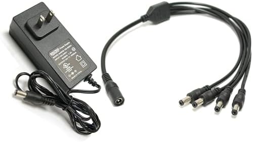 Universal Security Camera Power Supply Adapter with 4-Way Splitter – Reliable 12 V 3 A Power Source for CCTV Systems – Compatible with Samsung Wisenet, Lorex, Night Owl, Swann, Qsee – UL Listed for Optimal Safety and Performance – Streamline Your Surveillance Setup with Enhanced Connectivity and Stability