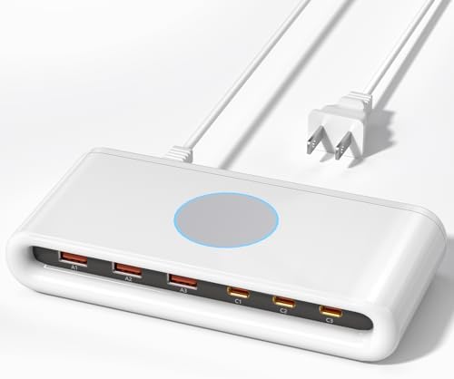 High-Performance 145 W USB C Charging Station: 6-Port Universal Hub for Rapid Device Charging – Ideal for Mac Book, HP, i Pad, i Phone, Samsung – Smart Overload Protection & Compact Design for Home and Travel Use – Maximize Your Productivity with Effortless Power Solutions