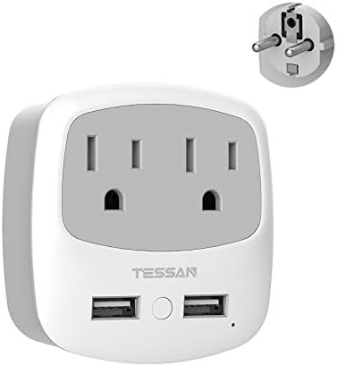Ultimate TESSAN Type G UK Travel Plug Adapter with Dual USB Fast Charger Ports – Compact US to UK Power Converter for Effortless Global Connectivity in Scotland, London, Ireland, Kenya, Dubai & Qatar