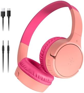 Belkin Sound Form Mini Kids Wireless Bluetooth Headphones – Safe 85 d B Volume Control, 30-Hour Playtime, Built-In Microphone – Lightweight On-Ear Style for i Phone, i Pad, Fire Tablet & More – Ideal for Learning, Entertainment & Safe Listening