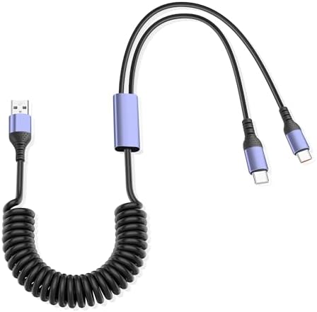 Versatile Coiled USB-C Splitter Cable: 5.9 FT Dual USB-A to Type-C Fast Charging & Data Sync Cable – Enhanced Compatibility for Phones, Laptops, and All Type-C Devices – Efficient 2 in 1 USB3.0 Design for On-the-Go Power and Connectivity Versatile Coiled USB-C Splitter Cable: 5.9 FT Dual USB-A to Type-C Fast Charging & Data Sync Cable – Enhanced Compatibility for Phones, Laptops, and All Type-C Devices – Efficient 2 in 1 USB3.0 Design for On-the-Go Power and Connectivity