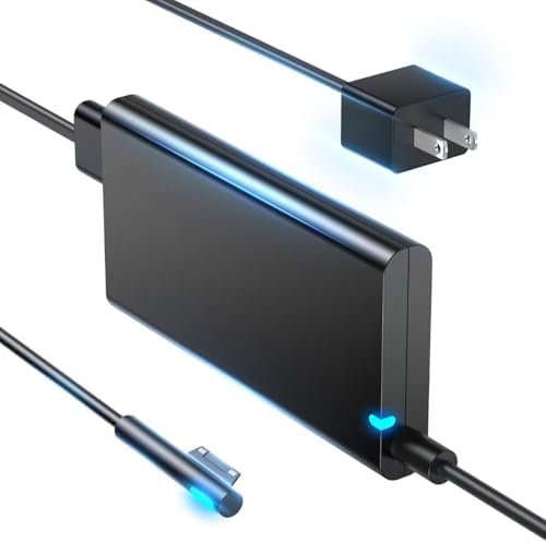 Streamlined Surface Pro Charger for Microsoft Devices – Premium 65 W Power Supply for Pro 9, 8, 7+, 7, 6, 5, 4, 3, X, Surface Laptop 5, 4, 3, 2, 1, Surface Book 2, 1, Go 3, 2, 1 – Enhanced Efficiency and Safety Features with Dynamic Charging Technology