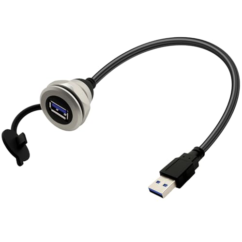 Premium USB 3.0 Threaded Fixed Mount Cable – Waterproof Round Extension Converter A Male to Female, 5 Gbps Data Transfer, 30 cm Length for Secure and Versatile Connections in Outdoor and Industrial Environments