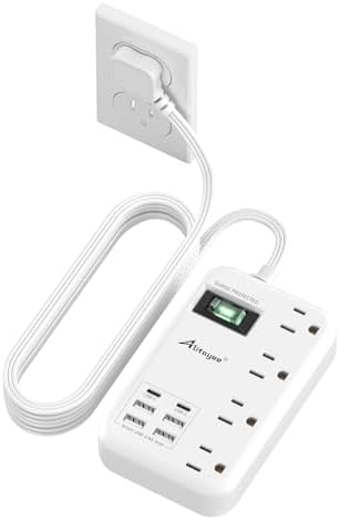 Alitayee 20 W USB-C Power Strip: Compact 3-Outlet Surge Protector with Fast Charging & Flat Plug for Travel, Home, and Office – Ideal for i Phone and QC 3.0 Devices with 3 ft Extension Cord for Maximum Portability and Compatibility
