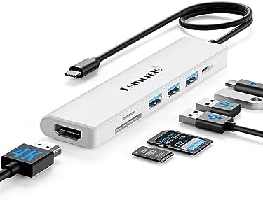 Lemorele 7-in-1 USB C Hub Adapter: Unleash Ultimate Connectivity with 4 K HDMI Output, 100 W Power Delivery, and High-Speed Data Transfers – Sleek Blue Multiport Dongle for Mac Book, Chromebook, Dell, HP & Lenovo Users Seeking Enhanced Performance and Style