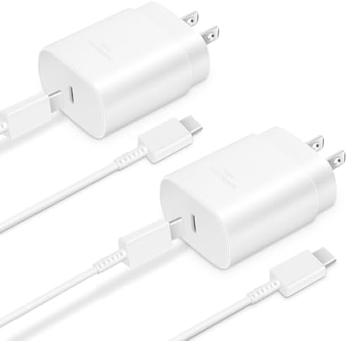 Experience Unmatched Fast Charging with the GUUSMART 2-Pack 25 W Type C Charger & 6 ft USB C Cable – Ideal for Galaxy S23 Ultra, i Phone 15 Series & More – Compact, Lightweight, and Sleek Black Design for On-the-Go Efficiency – Power Up to 3 x Faster with Enhanced Compatibility and Durability