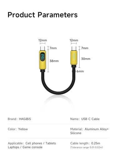 Hagibis 240 W USB C Fast Charging Cable with LED Display – 6.6 Feet Durable Silicone for i Phone 16/15 Pro Max, i Pad, Mac Book Pro – Ultra-Fast 480 Mbps Data Transfer, Flexible Tangle-Free Design for Maximum Performance and Connectivity