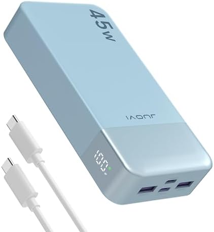 Juovi 20000 m Ah Ultra-Fast Portable Charger – 45 W PD3.0 Power Bank with Dual USB-C & USB-A Ports, LED Digital Display for Smart On-the-Go Device Charging – Ideal for i Phone 15/16, Mac Book, Samsung & More – Perfect Power Solution for Travelers, Students & Professionals in Trendy Pink Finish