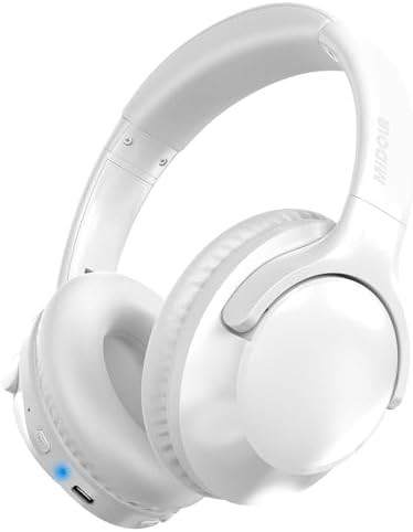 MIDOLA Hi-Fi Bluetooth Over-Ear Headphones – 68-Hour Playtime, Foldable Design for Ultimate Portability, Deep Bass with 6 Custom EQ Modes, Integrated Microphone for Crystal Clear Calls – Perfect for Travel and Home Office Use