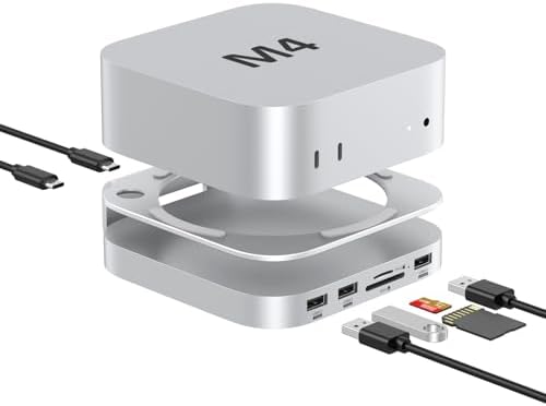 Elevate Your Mac mini Setup with the Akyyajaure 9-in-1 Aluminum Docking Hub – High-Speed M.2 NVMe SSD Enclosure, Lightning-Fast 10 Gbps USB-A2 Ports, Effortless SD/TF Card Readers, and USB 2.0 Connectivity for Unmatched Productivity and Style