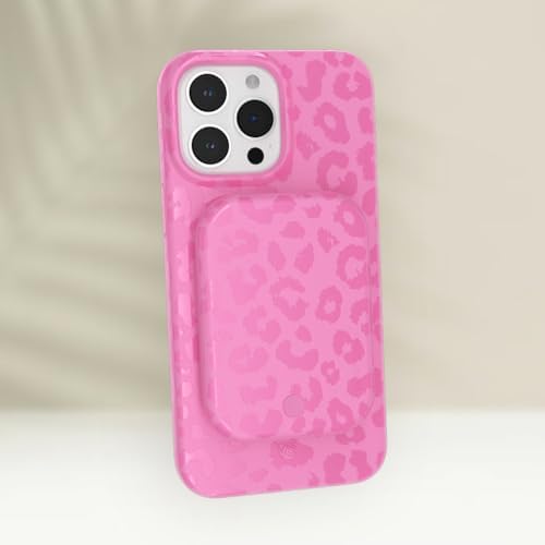 Stylish Hot Pink Leopard VELVET CAVIAR Magnetic Power Bank – Mag Safe Compatible Slim Charger for i Phone 12, 13, 14, 15 – Fast 5000 m Ah Portable Battery Pack with USB-C for Effortless Charging on the Go