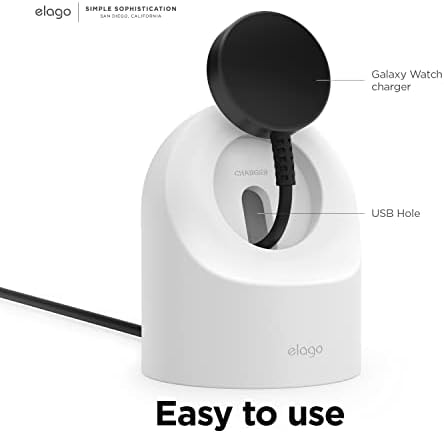 elago GW2 Smartwatch Charging Stand for Samsung Galaxy Watch 8/8 Classic, 7/Ultra, 6/6 Classic, 5/5 Pro – Stylish Desk Organizer with Enhanced Charging Speed (Cable Not Included) – Sleek White Design for Efficient Power Solution and Easy Accessibility