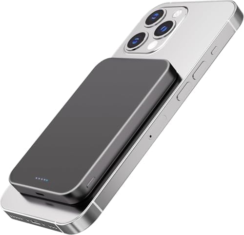 Titanium Ultra-Slim 10000 m Ah Power Bank – Magnetic Fast Charging for i Phone 12-16, Stylishly Durable USB-C & Mag Safe Compatible Charger, Effortless Portability with 20 W PD Power Delivery
