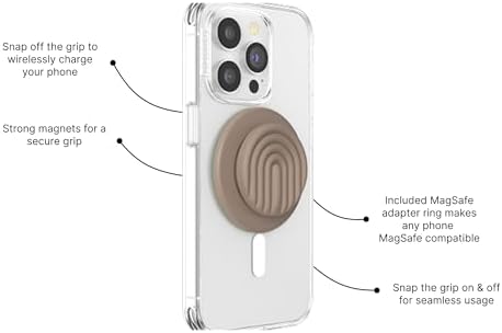Mag Safe-Compatible Pop Socket Grip & Stand – Secure Magnetic Phone Accessory for Uninterrupted Wireless Charging, Stylish Curves Mist Design for Enhanced Hands-Free Viewing and Texting Experience