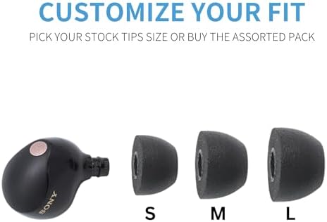 Upgrade Your Sony True Wireless Earbuds with Comply Memory Foam Replacement Tips | Maximum Comfort and Secure Fit for Enhanced Listening | Superior Noise Isolation & Anti-Slip Design | Available in Black Sizes S/M/L (3 Pairs) – Perfect for Music Lovers and Active Lifestyles