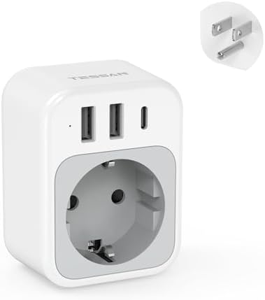 TESSAN Universal Type G UK Travel Adapter with 3 USB Ports & USB-C Charger – Effortless US to UK Plug Conversion for Global Travelers to England, Ireland, Qatar, Hong Kong, Dubai, and More – Compact Power Solution for Fast and Safe Device Charging