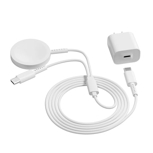 Elevate Your Charging Experience: Dual-Function 6 ft Magnetic USB C Charger for Apple Watch & i Phone 15/16 – High-Speed 20 W Power Block Included, Effortless Magnetic Alignment for All Series, Ideal for Home and Travel Use