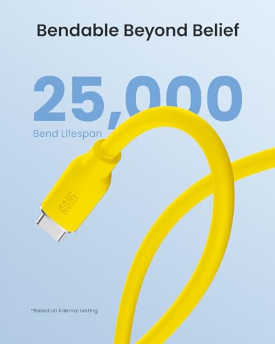 Transform Your Charging Experience with AOHI 140 W USB-C to USB-C Cable – Rapid PD 3.1 Fast Charging, Ideal for Mac Book Pro & i Phone 15 Pro Max, Durable 3.3 ft Length, Eye-Catching Yellow for Enhanced Visibility, Superior Data Transfer Speeds