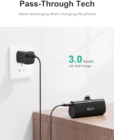 5000 m Ah Dual Pack Portable Power Bank for i Phone – MFi Certified Lightweight Charger with Built-in Cable for i Phone 14/13/12/11/XR/8 Plus Pro Max – Rapid Charging & Compact Design for On-the-Go Convenience
