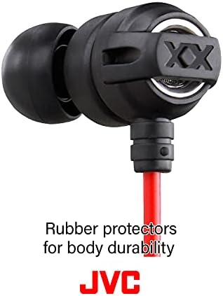 JVC HAFX1 Xtreme-Xplosivs Earbuds – Premium Deep Bass Wired Headphones with Enhanced TV & PC Compatibility, Lightweight Comfort & Tangle-Free Design for Exceptional Sound Quality in Black & Red