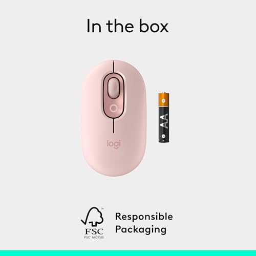 Logitech POP Wireless Mouse in Heartbreaker Rose – Customizable Emojis, Silent Click Technology, Precision Scrolling & Multi-Device Compatibility for Effortless Navigation and Personal Expression