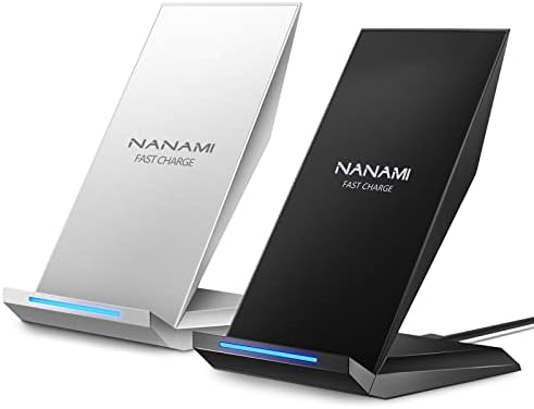 NANAMI Dual Pack Fast Wireless Charging Stands – Qi Certified for i Phone 16/15/14/13/12 Pro Max & Samsung Galaxy S24/S23/S22/S21/S20, Google Pixel Compatible – Effortless Cable-Free Power for All Devices