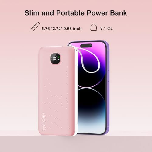 Ultra-Slim 10000 m Ah Fast Charging Power Bank with Built-In Cables & AC Plug – Versatile 5 Output USB-C Portable Charger for i Phones, Samsung, Android & More – Perfect for Travel & On-the-Go Power Solutions