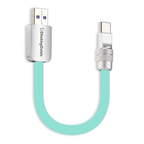 chubbycable Cute Chubby – 240W Short USB-C Cable Power Bank Fast Charging Cable Silicone Charger Cord Compatible with iPhone 16/15 Series, Desert Titanium+Desert Titanium, Type-C to Type-C, 20 inch – Enhanced Compatibility and Speed