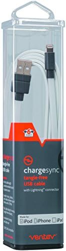 Ventev 6 ft Lightning Charge & Sync Cable – Superior Compatibility & Rapid Power Delivery for Apple Devices, Durable Tangle-Resistant Design, Optimal for Home & On-the-Go Use