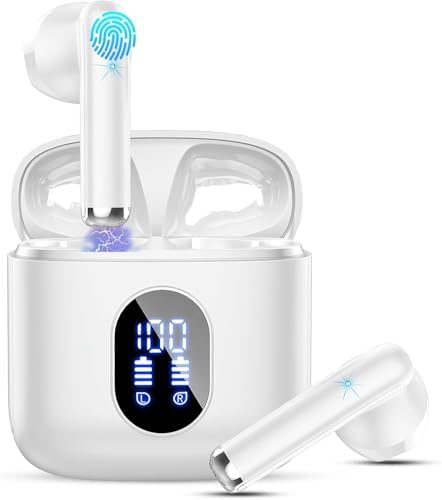 Cutting-Edge Bluetooth 5.4 Wireless Earbuds with 30-Hour Battery Life – Advanced ENC Noise Cancellation for Crystal-Clear Calls, IP7 Waterproof Protection, and Immersive 3 D Bass Audio – Sleek Dark Blue Design Perfect for Music Aficionados and Professionals – Includes LED Charging Case for Effortless Convenience and Compatibility with Android & i OS Devices